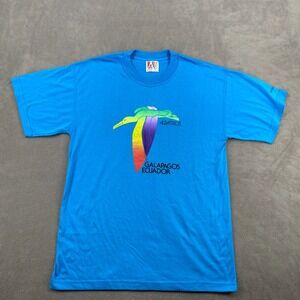 VTG Actual T Shirt Sz XL Blue Destination Albatros Galapagos Ecuador MV Isabela